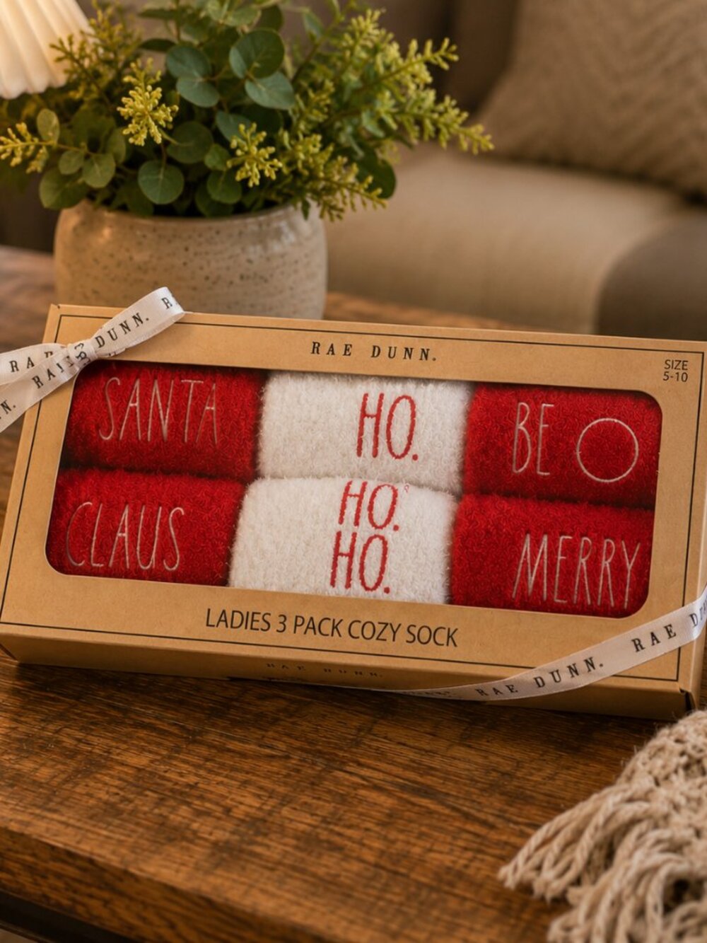 Rae Dunn Holiday Cozy Socks 3-Pack Christmas Gift Set NWT